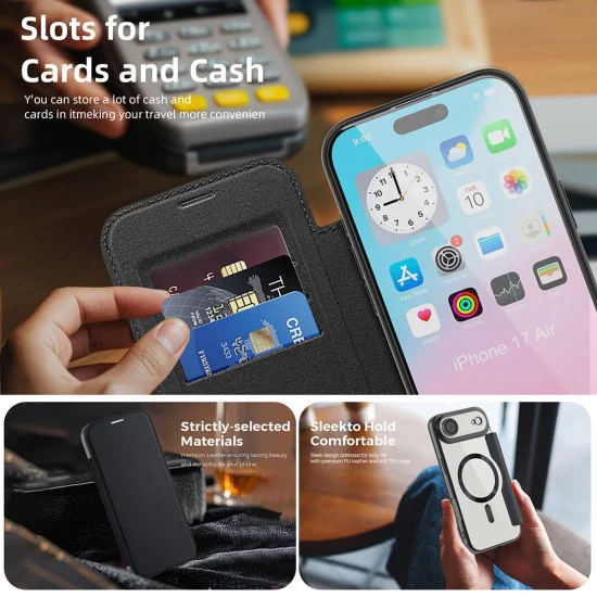Калъф за iPhone 17 Air - Techsuit - SmartMag Book Case - Светло Син