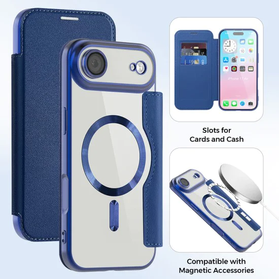Калъф за iPhone 17 Air - Techsuit - SmartMag Book Case - Син