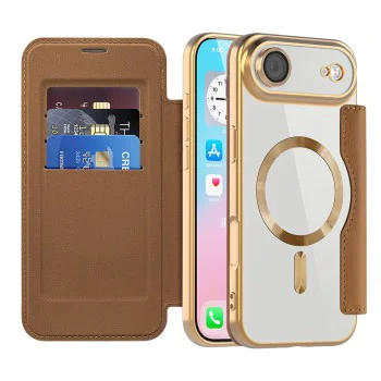 Калъф за iPhone 17 Air - Techsuit - SmartMag Book Case - Кафяв