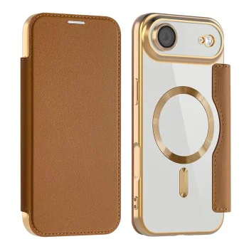 Калъф за iPhone 17 Air - Techsuit - SmartMag Book Case - Кафяв