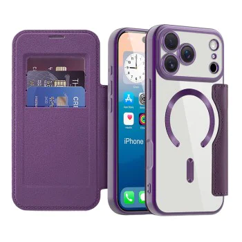 Калъф за iPhone 17 Pro Max - Techsuit - SmartMag Book Case - Лилав