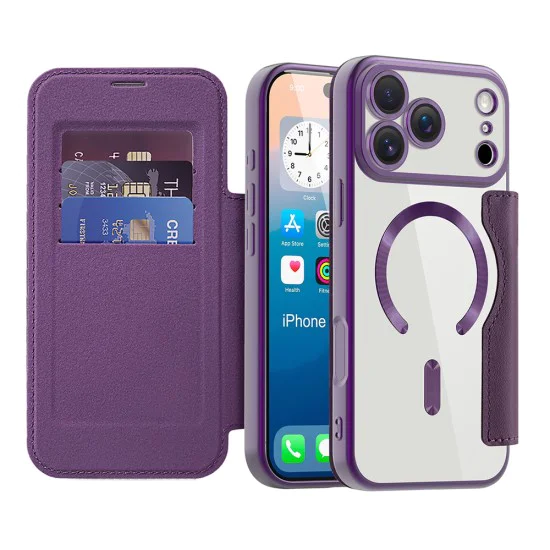 Калъф за iPhone 17 Pro Max - Techsuit - SmartMag Book Case - Лилав