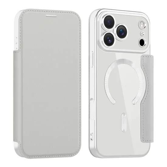 Калъф за iPhone 17 Pro Max - Techsuit - SmartMag Book Case - Сив