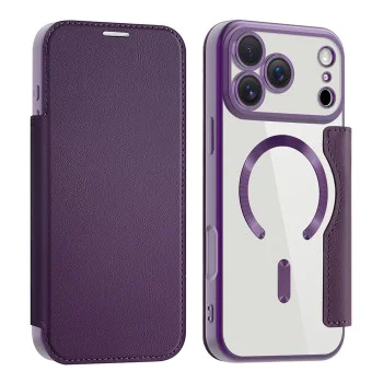 Калъф за iPhone 17 Pro - Techsuit - SmartMag Book Case - Лилав