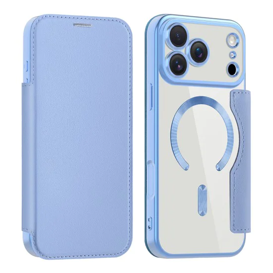 Калъф за iPhone 17 Pro - Techsuit - SmartMag Book Case - Светло Син