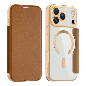 Калъф за iPhone 17 Pro - Techsuit - SmartMag Book Case - Кафяв