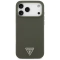 Калъф за iPhone 17 Pro Max - Guess - Силиконов триъгълен лого MagSafe (GUHMP17XSCTRLMA) - Каки