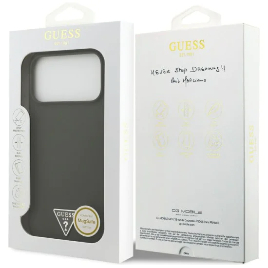 Калъф за iPhone 17 Pro Max - Guess - Силиконов триъгълен лого MagSafe (GUHMP17XSCTRLMA) - Каки