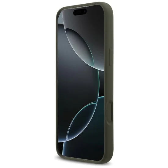 Калъф за iPhone 17 Pro Max - Guess - Силиконов триъгълен лого MagSafe (GUHMP17XSCTRLMA) - Каки