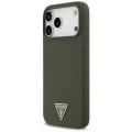 Калъф за iPhone 17 Pro Max - Guess - Силиконов триъгълен лого MagSafe (GUHMP17XSCTRLMA) - Каки