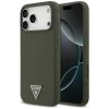 Калъф за iPhone 17 Pro Max - Guess - Силиконов триъгълен лого MagSafe (GUHMP17XSCTRLMA) - Каки