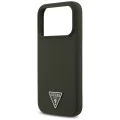 Калъф за iPhone 17 Pro - Guess - Силиконов триъгълен лого MagSafe (GUHMP17LSCTRLMA) - Каки