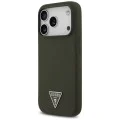 Калъф за iPhone 17 Pro - Guess - Силиконов триъгълен лого MagSafe (GUHMP17LSCTRLMA) - Каки