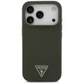 Калъф за iPhone 17 Pro - Guess - Силиконов триъгълен лого MagSafe (GUHMP17LSCTRLMA) - Каки