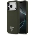 Калъф за iPhone 17 Pro - Guess - Силиконов триъгълен лого MagSafe (GUHMP17LSCTRLMA) - Каки