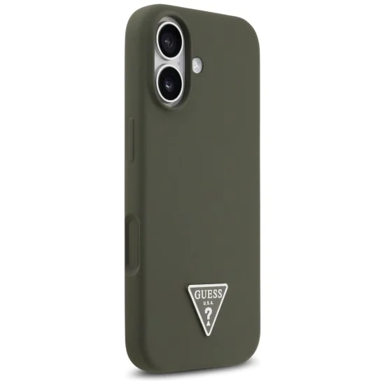 Калъф за iPhone 17 - Guess - Силиконов триъгълен лого MagSafe (GUHMP17SSCTRLMA) - Каки
