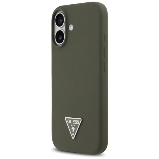Калъф за iPhone 17 - Guess - Силиконов триъгълен лого MagSafe (GUHMP17SSCTRLMA) - Каки