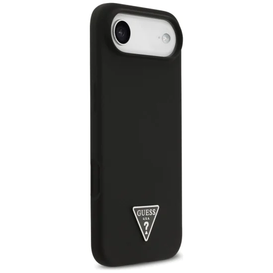 Калъф за iPhone 17 Air - Guess - Силиконов триъгълен лого MagSafe (GUHMP17MSCTRLMK) - Черен