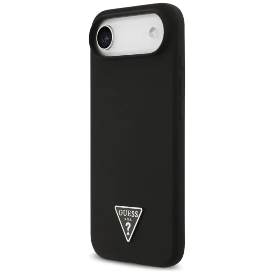 Калъф за iPhone 17 Air - Guess - Силиконов триъгълен лого MagSafe (GUHMP17MSCTRLMK) - Черен