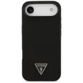 Калъф за iPhone 17 Air - Guess - Силиконов триъгълен лого MagSafe (GUHMP17MSCTRLMK) - Черен