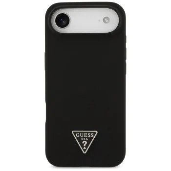 Калъф за iPhone 17 Air - Guess - Силиконов триъгълен лого MagSafe (GUHMP17MSCTRLMK) - Черен