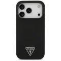 Калъф за iPhone 17 Pro - Guess - Силиконов триъгълен лого MagSafe (GUHMP17LSCTRLMK) - Черен