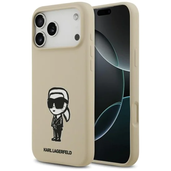 Калъф за iPhone 17 Pro Max - Karl Lagerfeld - Silicone Sketch & Logo (KLHMP17XSKIGROW) - Кафяв