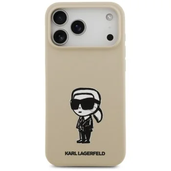 Калъф за iPhone 17 Pro Max - Karl Lagerfeld - Silicone Sketch & Logo (KLHMP17XSKIGROW) - Кафяв