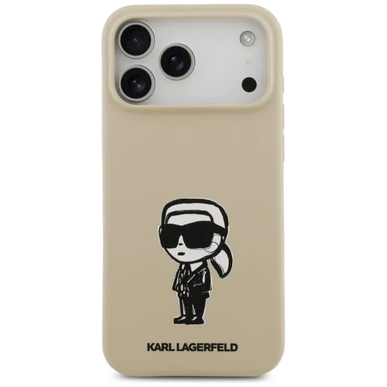 Калъф за iPhone 17 Pro Max - Karl Lagerfeld - Silicone Sketch & Logo (KLHMP17XSKIGROW) - Кафяв