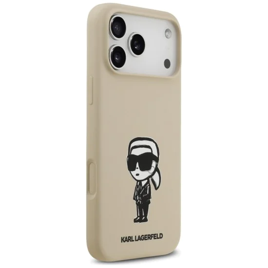 Калъф за iPhone 17 Pro Max - Karl Lagerfeld - Silicone Sketch & Logo (KLHMP17XSKIGROW) - Кафяв
