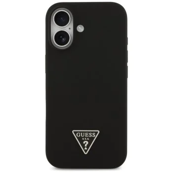 Калъф за iPhone 17 - Guess - Силиконов триъгълен лого MagSafe (GUHMP17SSCTRLMK) - Черен