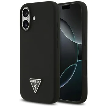 Калъф за iPhone 17 - Guess - Силиконов триъгълен лого MagSafe (GUHMP17SSCTRLMK) - Черен