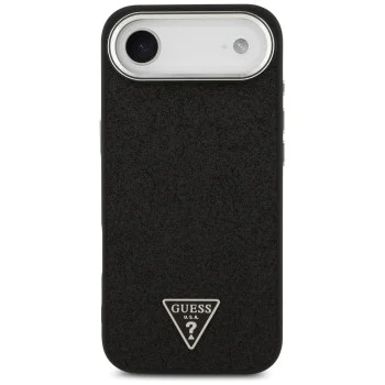 Калъф за iPhone 17 Air - Guess - Glitter Triangle Logo MagSafe (GUHMP17MPFGTSCMK) - Черен
