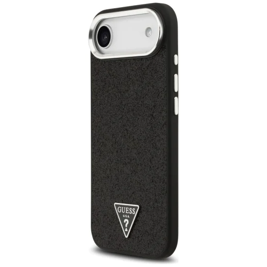 Калъф за iPhone 17 Air - Guess - Glitter Triangle Logo MagSafe (GUHMP17MPFGTSCMK) - Черен
