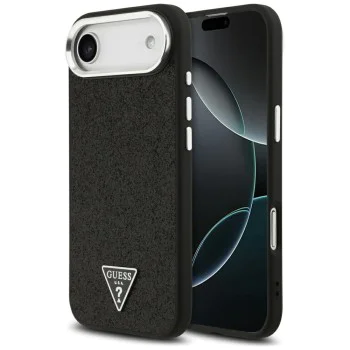 Калъф за iPhone 17 Air - Guess - Glitter Triangle Logo MagSafe (GUHMP17MPFGTSCMK) - Черен