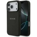 Калъф за iPhone 17 Pro - Guess - Grained Gold Ring MagSafe (GUHMP17LPGHSMMK) - Черен