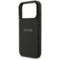 Калъф за iPhone 17 Pro Max - Guess - Grained Gold Ring MagSafe (GUHMP17XPGHSMMK) - Черен