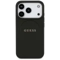 Калъф за iPhone 17 Pro Max - Guess - Grained Gold Ring MagSafe (GUHMP17XPGHSMMK) - Черен