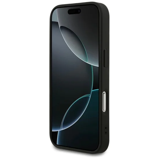 Калъф за iPhone 17 Pro Max - Guess - Grained Gold Ring MagSafe (GUHMP17XPGHSMMK) - Черен