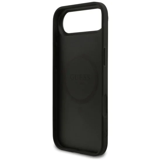Калъф за iPhone 17 Air - Guess - Grained Gold Ring MagSafe (GUHMP17MPGHSMMK) - Черен