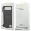 Калъф за iPhone 17 Air - Guess - Grained Gold Ring MagSafe (GUHMP17MPGHSMMK) - Черен