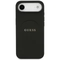 Калъф за iPhone 17 Air - Guess - Grained Gold Ring MagSafe (GUHMP17MPGHSMMK) - Черен