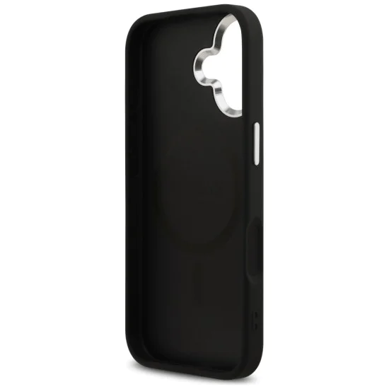 Калъф за iPhone 17 - Guess - Glitter Triangle Logo MagSafe (GUHMP17SPFGTSCMK) - Черен