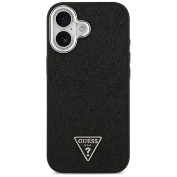 Калъф за iPhone 17 - Guess - Glitter Triangle Logo MagSafe (GUHMP17SPFGTSCMK) - Черен