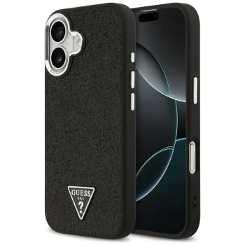 Калъф за iPhone 17 - Guess - Glitter Triangle Logo MagSafe (GUHMP17SPFGTSCMK) - Черен