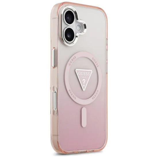 Калъф за iPhone 17 - Guess - IML Gradient Triangle Logo MagSafe (GUHMP17SHGTMLCGP) - Розов
