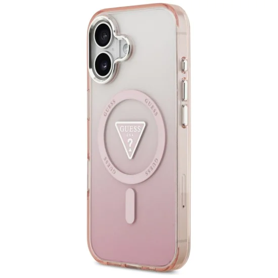 Калъф за iPhone 17 - Guess - IML Gradient Triangle Logo MagSafe (GUHMP17SHGTMLCGP) - Розов