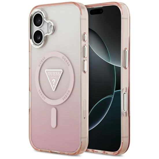 Калъф за iPhone 17 - Guess - IML Gradient Triangle Logo MagSafe (GUHMP17SHGTMLCGP) - Розов