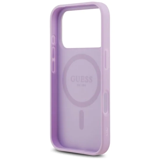 Калъф за iPhone 17 Pro Max - Guess - Grained Gold Ring MagSafe (GUHMP17XPGHSMMU) - Лилав