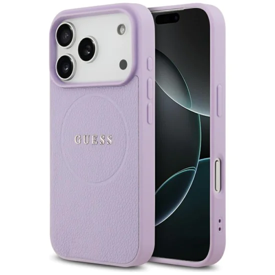 Калъф за iPhone 17 Pro Max - Guess - Grained Gold Ring MagSafe (GUHMP17XPGHSMMU) - Лилав